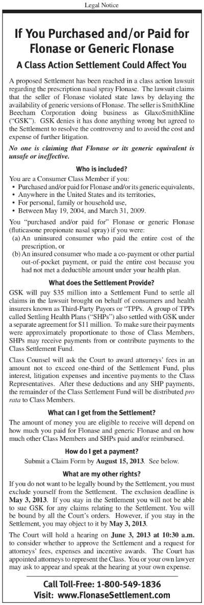 Indirect Flonase Settlement Notice